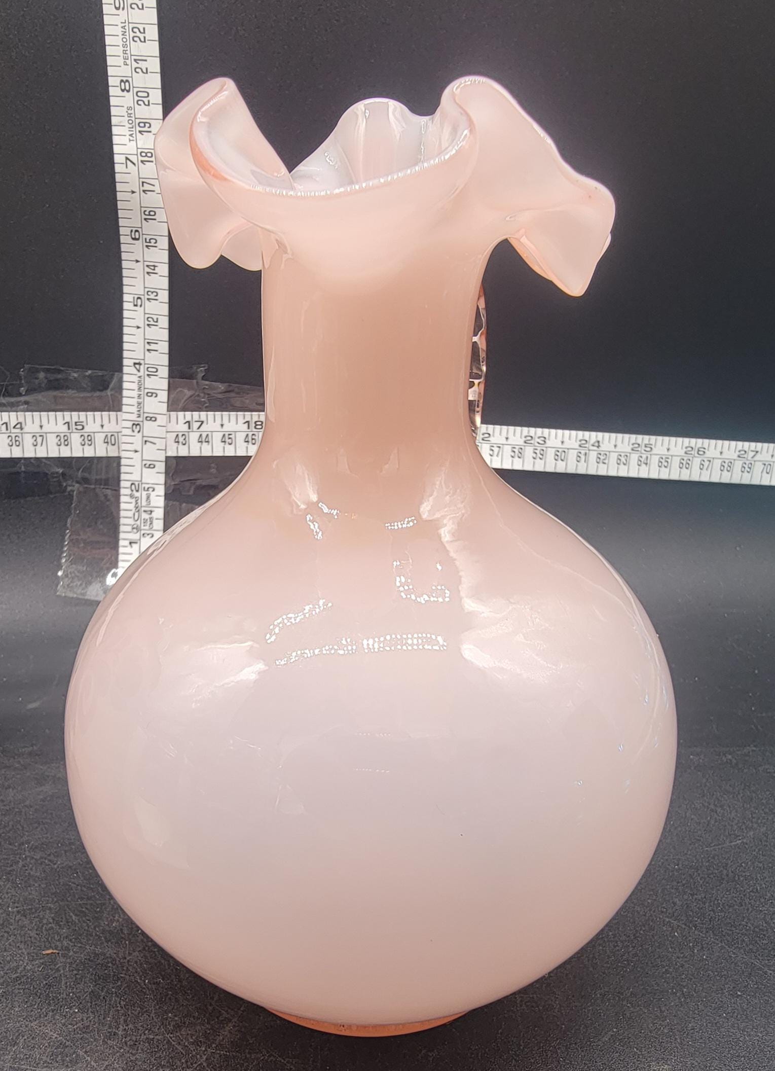 Vintage 1940s Fenton Pink Overlay Glass Pitcher - 7