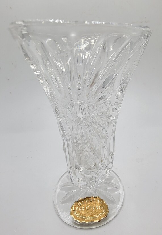 Vintage Genuine Lead Crystal Cut Glass Vase - Made in West Germany