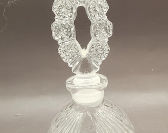Vintage helder art-deco glazen parfumflesje met stop