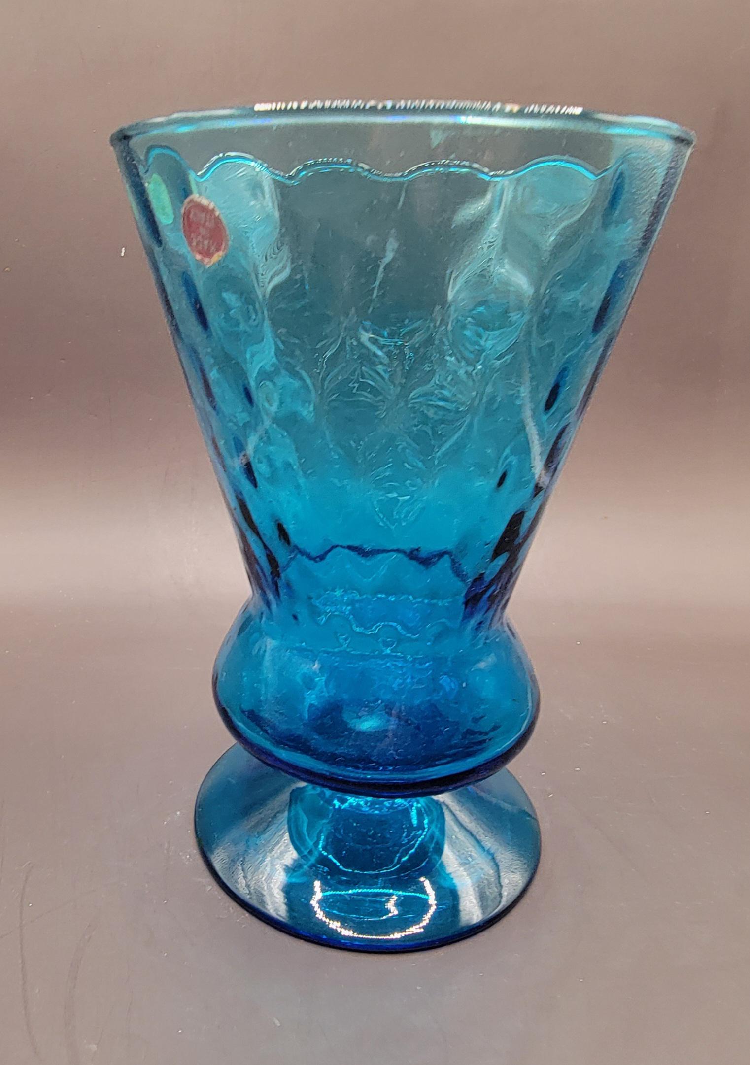 Vintage Blue Made in Italy Glass Vase - 6