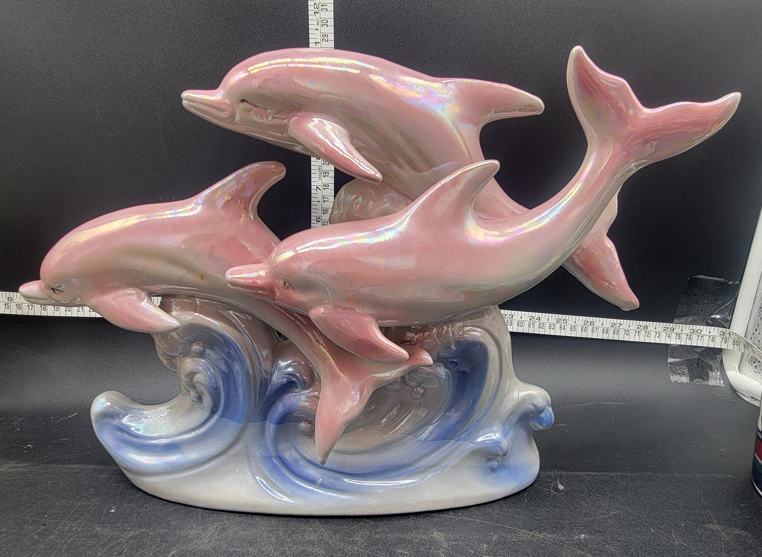 Dolphin様 オーダー ヌック Vintage Napco Trio of Pink Dolphins Leaping From Stylized Waves