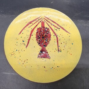 Vintage Yellow and Red Enamel over Copper Colorful Plate - 7&quot;