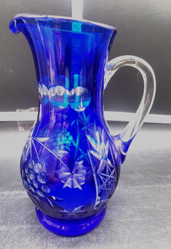 ヴィンテージ ボヘミアン コバルトブルー カット クリア リード