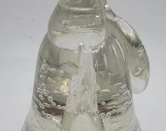 Vintage Hand Blown Clear Art Glass and Bubbles Pear Paperweight