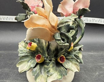 Vintage Visconti Mollica Capodimonte Italy Porcelain Floral Flower