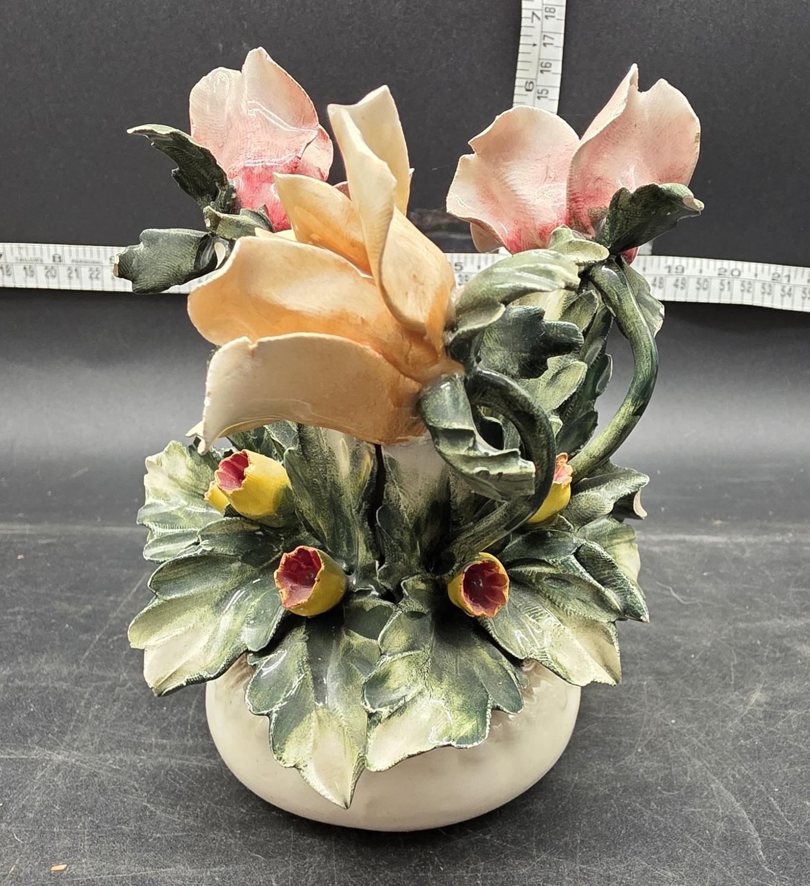 Vintage Visconti Mollica Capodimonte Italy Porcelain Floral Flower