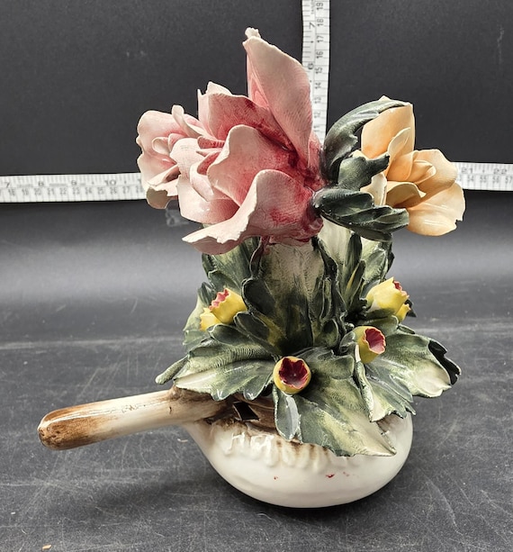 Vintage Visconti Mollica Capodimonte Italy Porcelain Floral Flower
