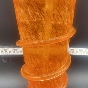 Vintage Art Glass Bright Orange Tall Glass Vase - 7"