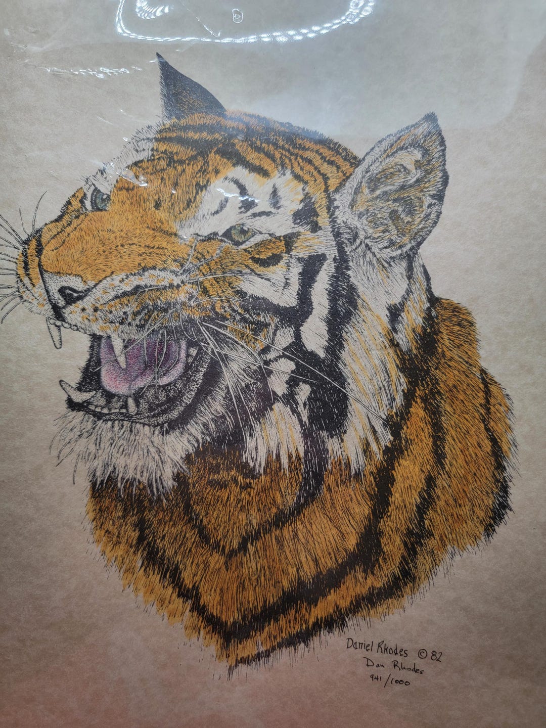 Vintage 1982 Painted Tiger by Captain Daniel J. Rhodes, Louisiana ...