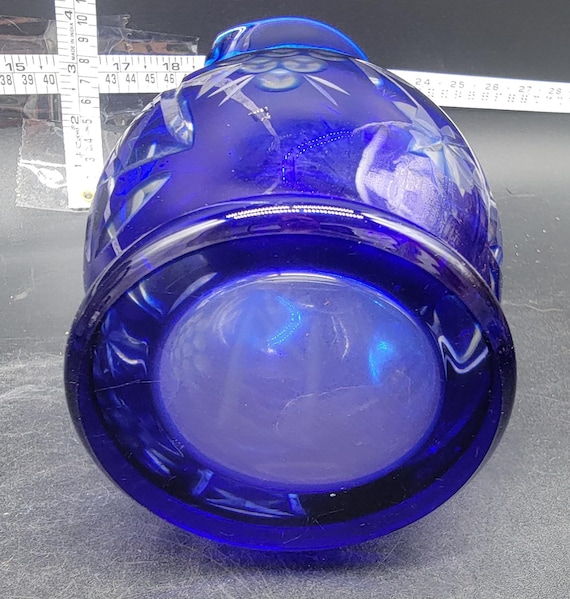 ヴィンテージ ボヘミアン コバルトブルー カット クリア リード