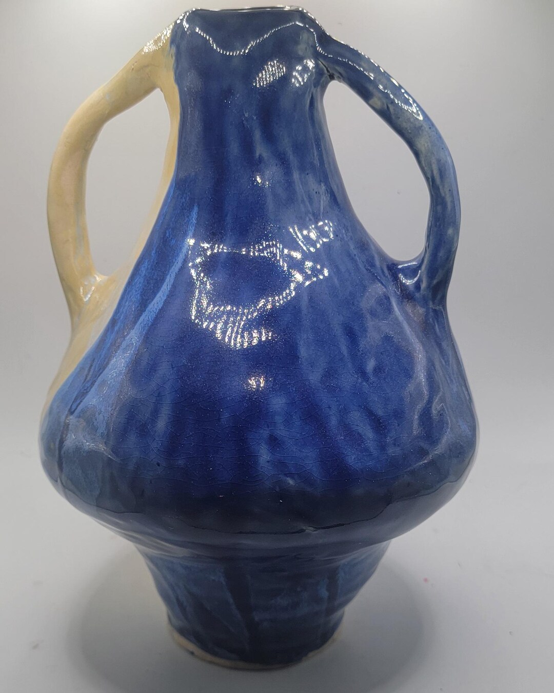 GORGEOUS Blue and Cream Pottery Vase - Handmade - 8" - Etsy