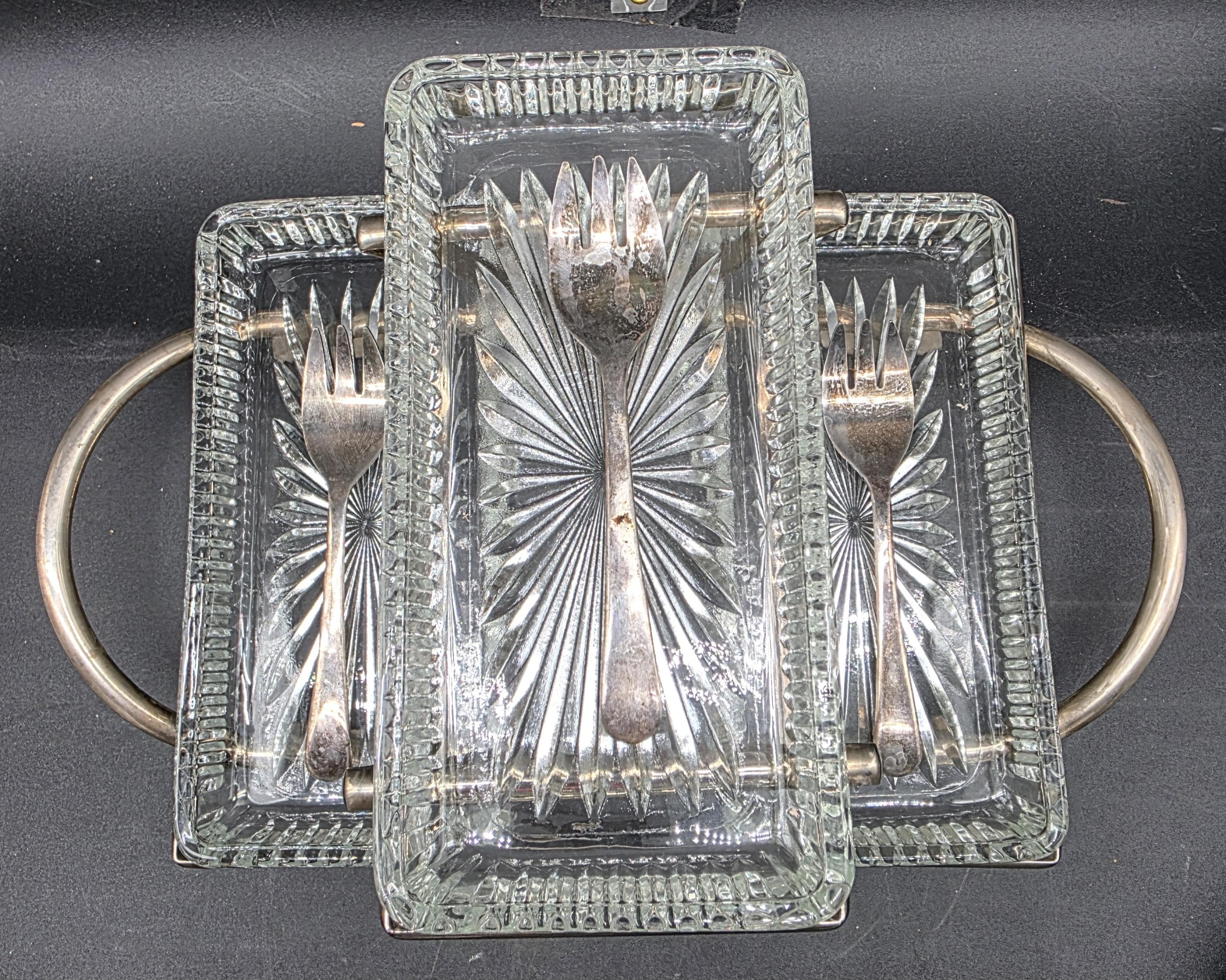 Vintage Leonard Silver Plate 3 Tier Relish Server, Condiment Caddy