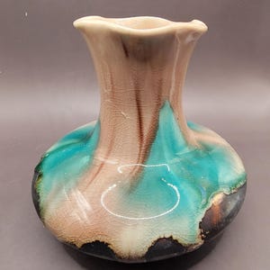 Vintage Ceramic Pottery Green Brown Jug Vase - 4"