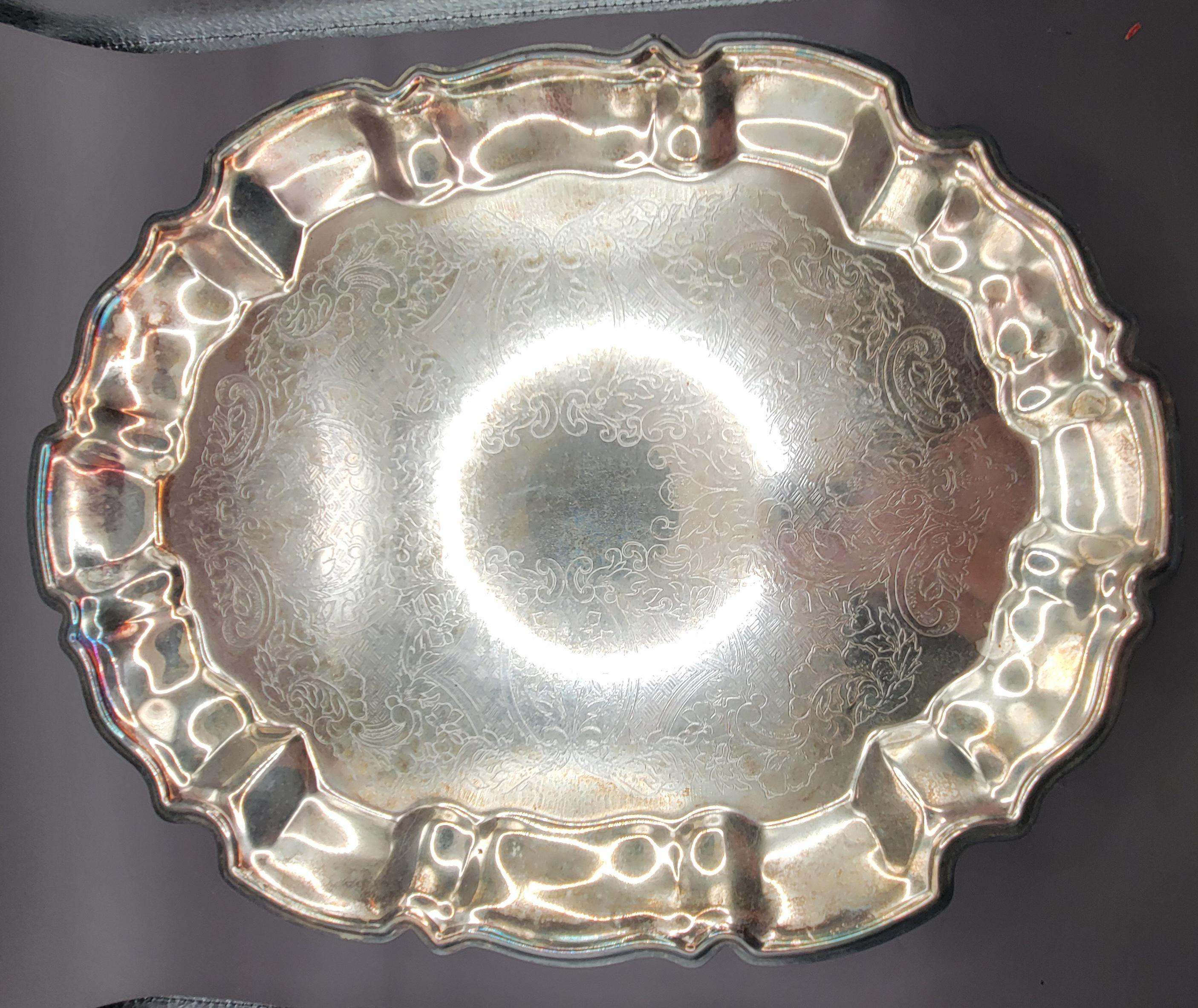 Vintage Leonard Silver Plate Tray With Crimped Edges and
