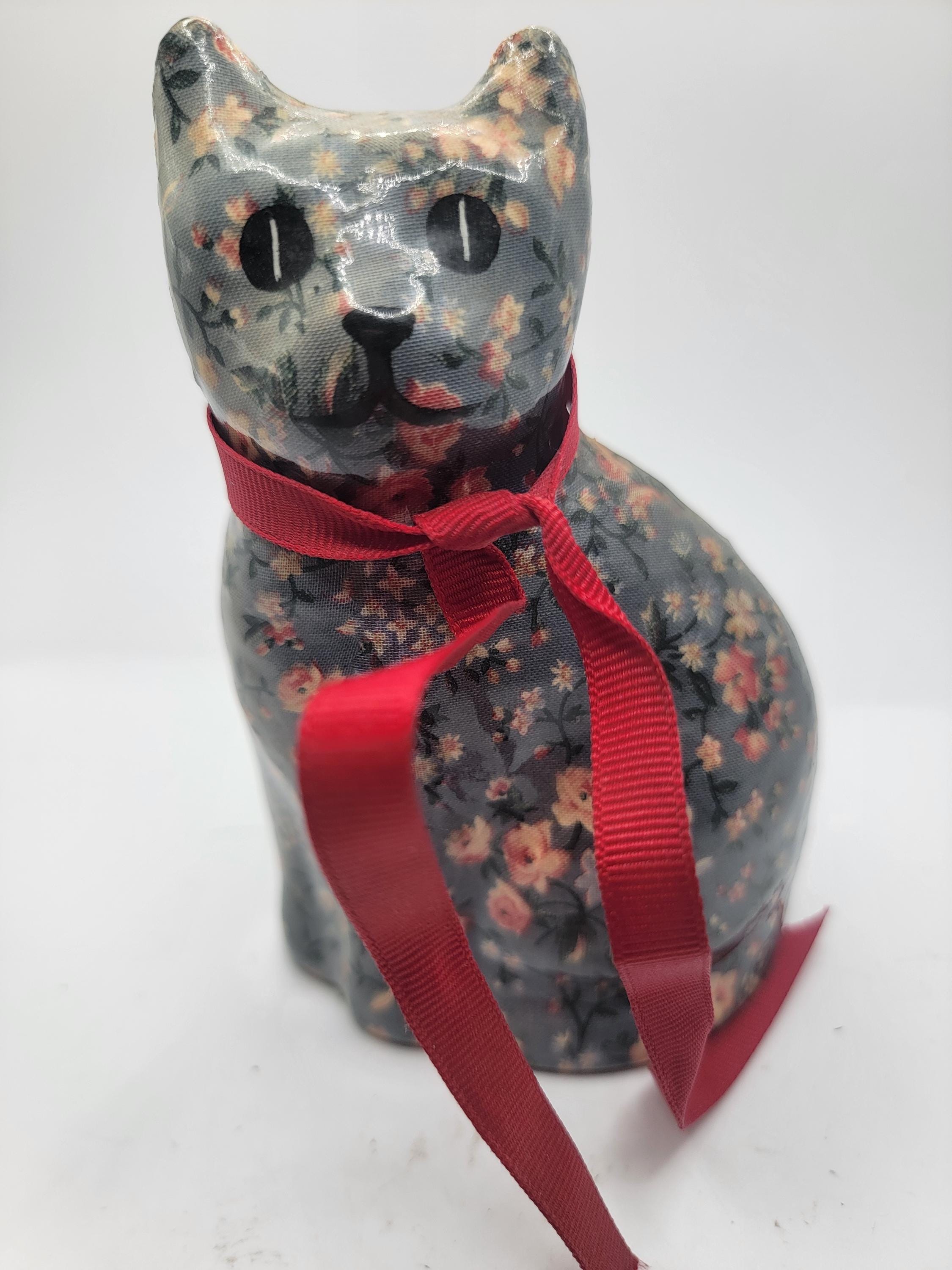 1980 年代の花柄デザインの子猫と赤いリボン - Etsy 日本