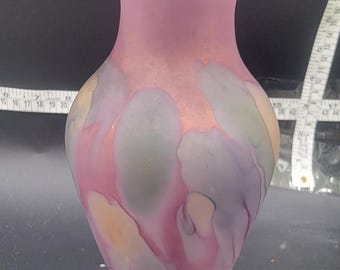 Vintage Reuven Glass by Nouveau Art Glass Co USA Pink Watercolor