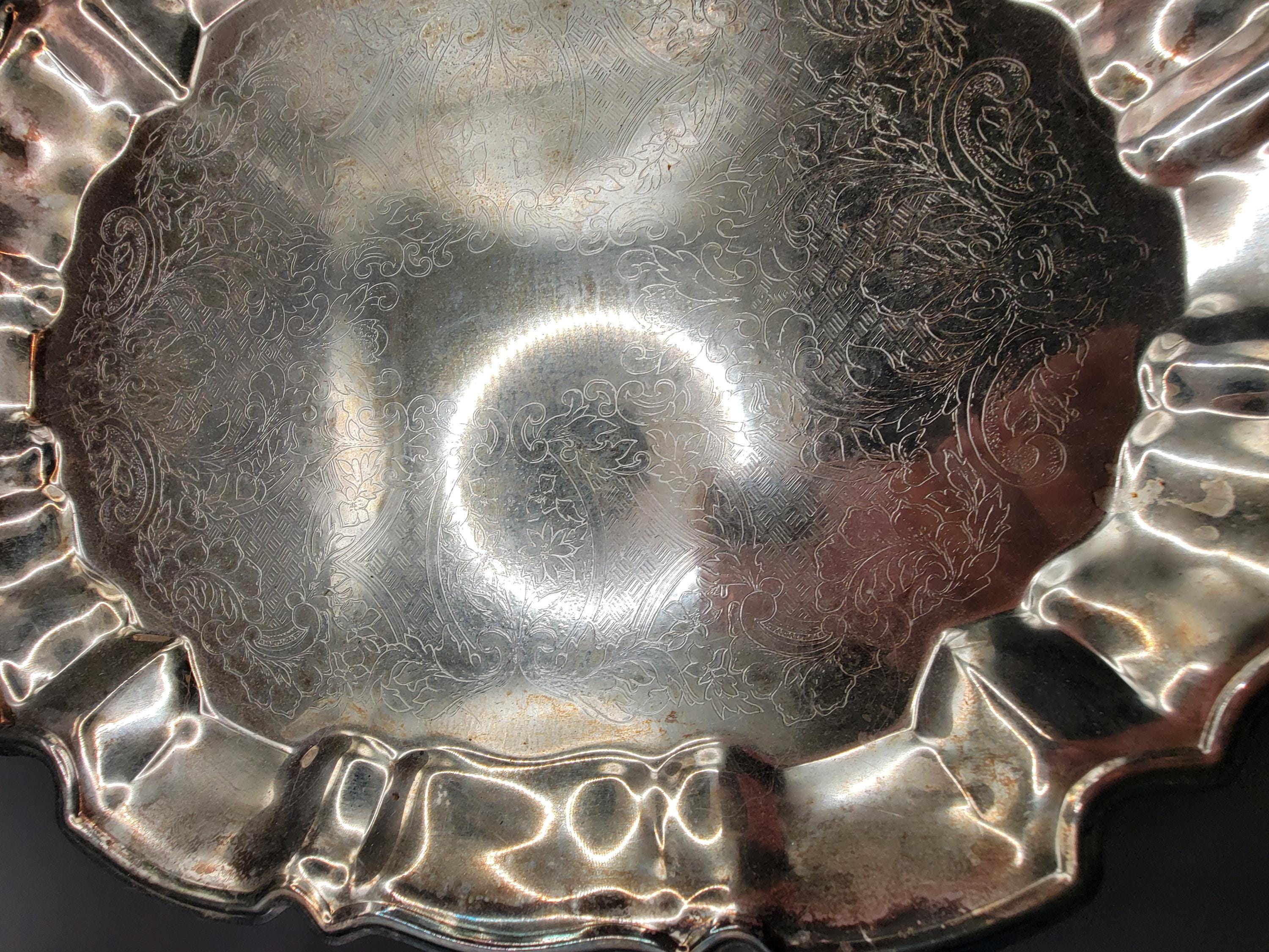 Vintage Leonard Silver Plate Tray With Crimped Edges and