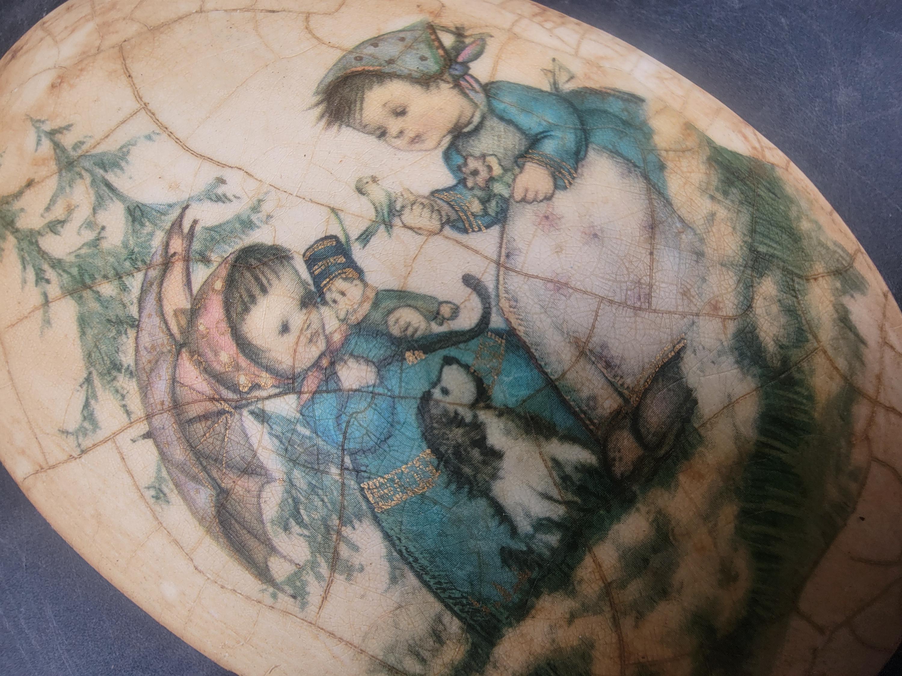 ホリーホビー柄 ヴィンテージカーテン ノスタルジック アンティーク 子供部屋 1970年代のヴィンテージ、ホリーホビースタイルの飾り板。2人の子供と