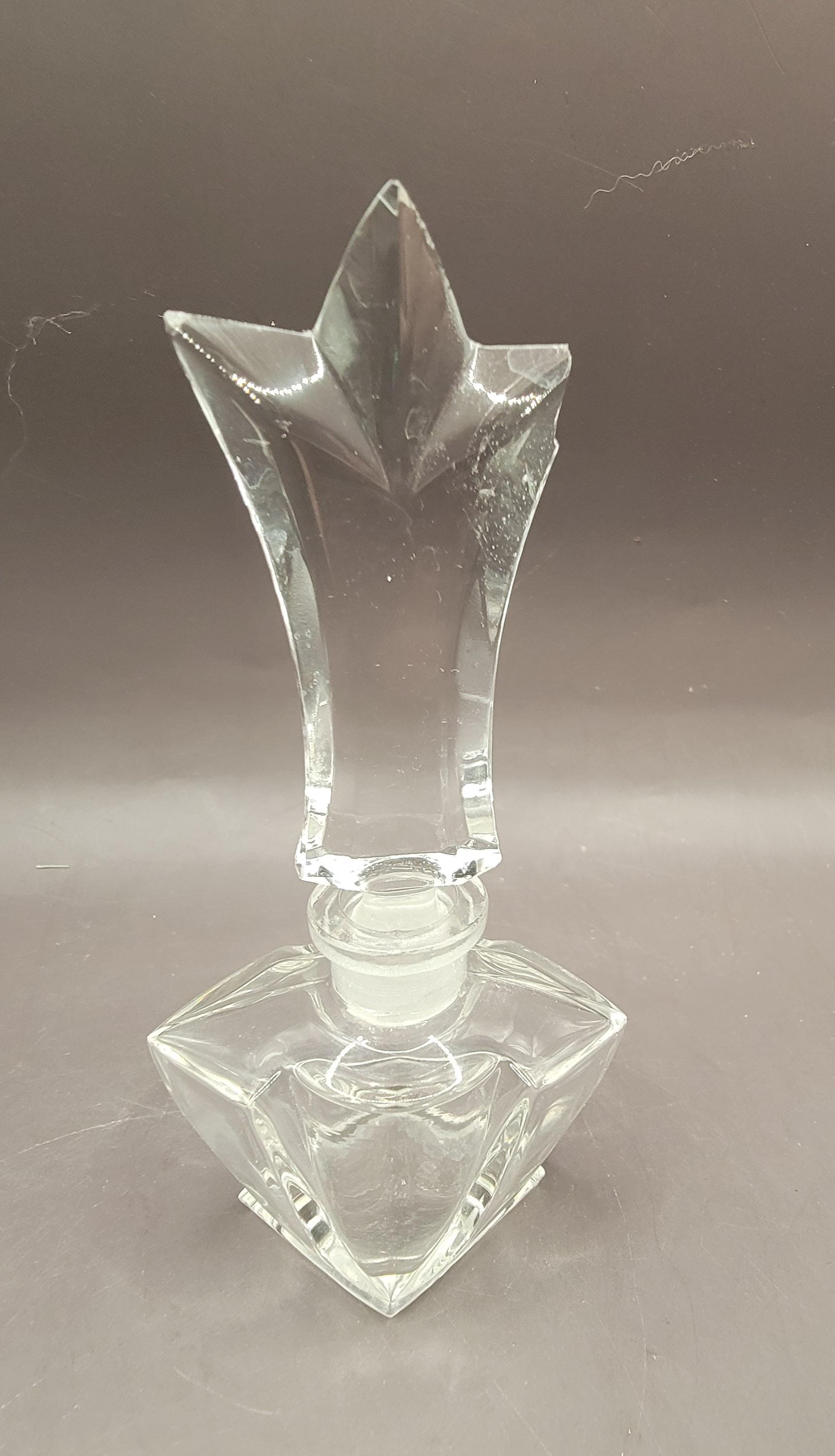 Vintage Art Deco Clear Glass Perfume Bottle with Stopper