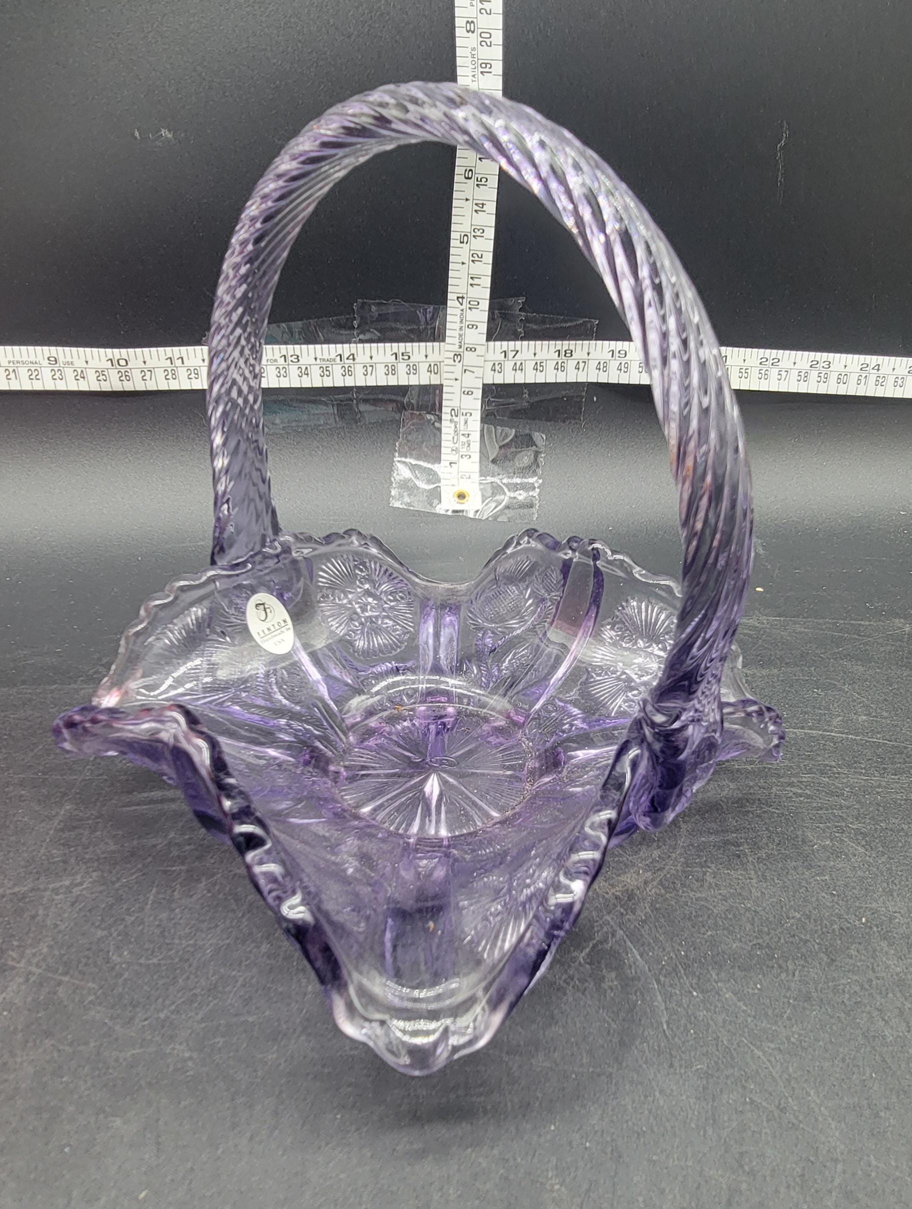 Vintage Fenton 95th Anniversary Art Glass Amethyst Glass Basket