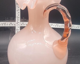 Vintage 1940s Fenton Pink Overlay Glass Pitcher - 7