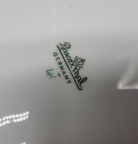 Vintage Rosenthal Germany 12 Sided Hand Painted Green and Gold
