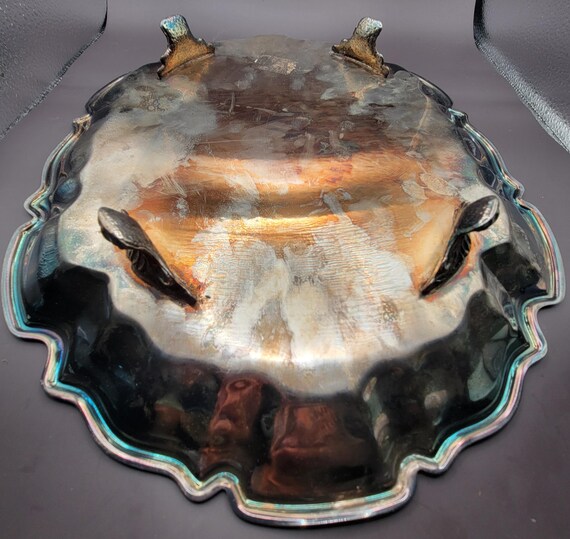 Vintage Leonard Silver Plate Tray With Crimped Edges and