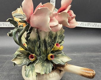 Vintage Visconti Mollica Capodimonte Italy Porcelain Floral Flower