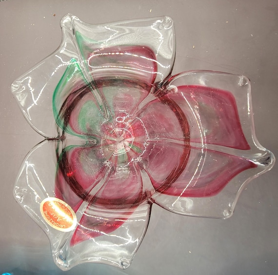 Vintage Murano Lavorazione Arte Art Glass Flower Bowl - 6
