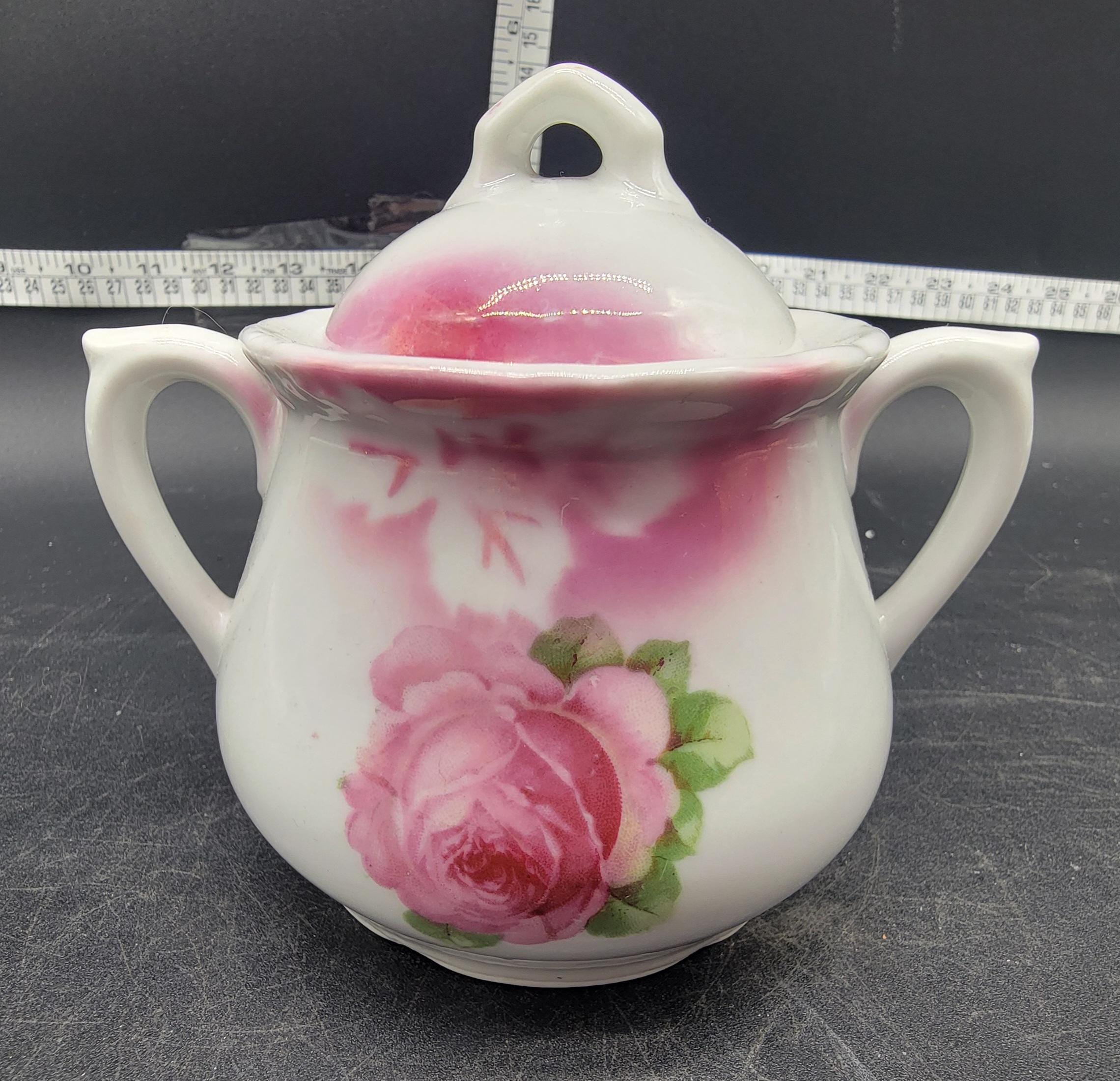 Vintage Germany Ceramic Pink and White Rose Sugar Bowl - Etsy