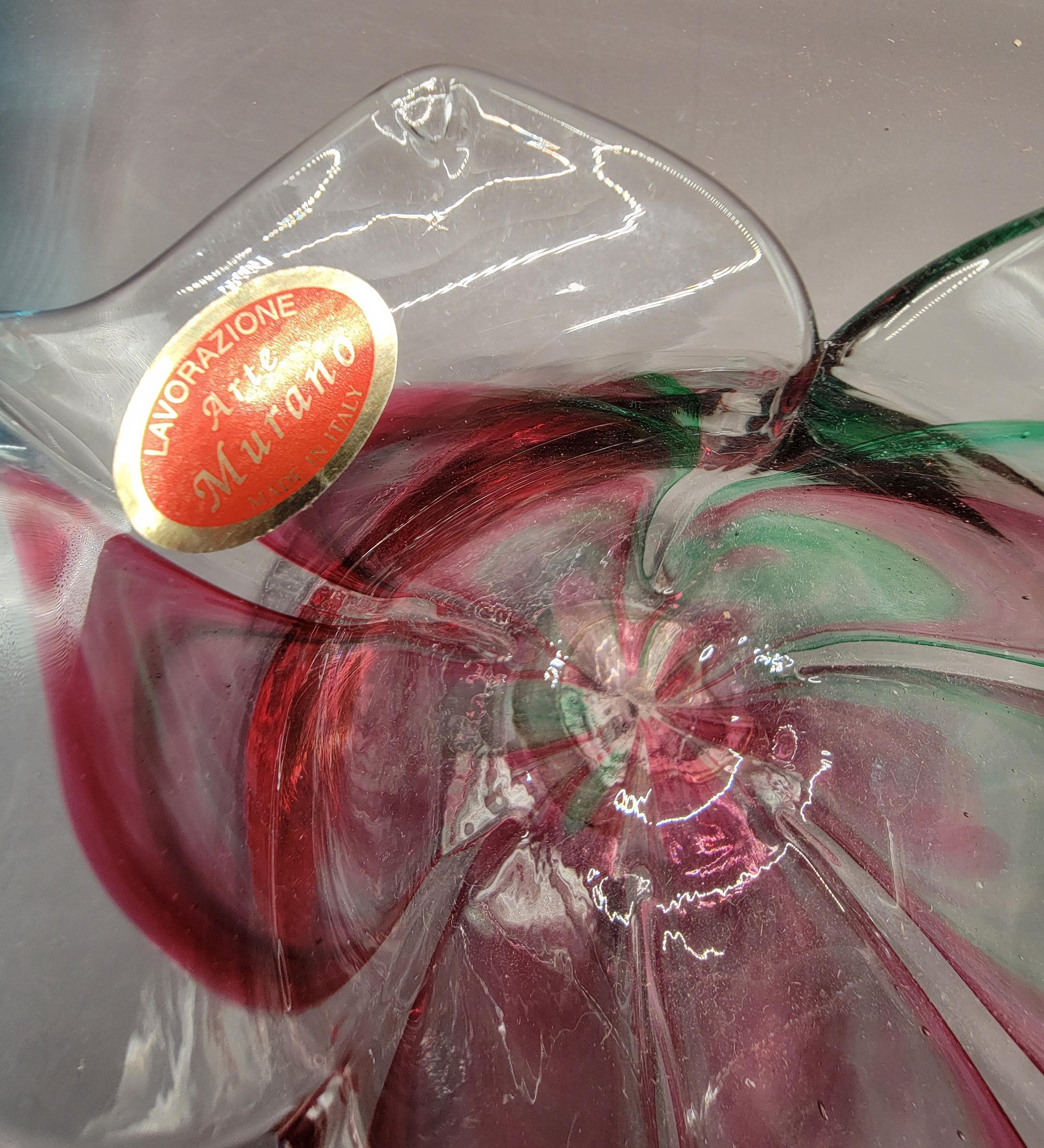 Vintage Murano Lavorazione Arte Art Glass Flower Bowl - 6