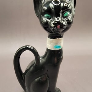 Vintage Ceramic Black Cat Figurine Statue - 5&quot;