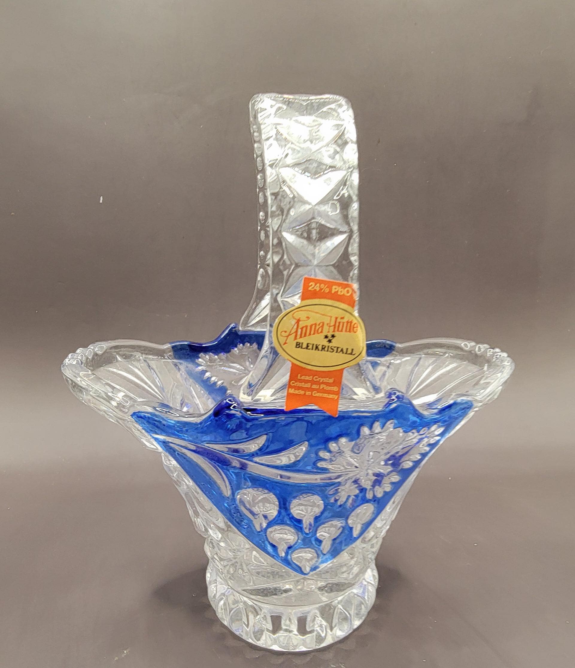 Vintage Cut to Clear Cobalt Blue Anna Hutte Bleikstrall 24% Lead