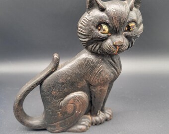 * vintage animal ୨୧ * グリーンの瞳の 猫ちゃん Vintage Almost Antique 1927 Cast Iron Black Greenblatt Studio One