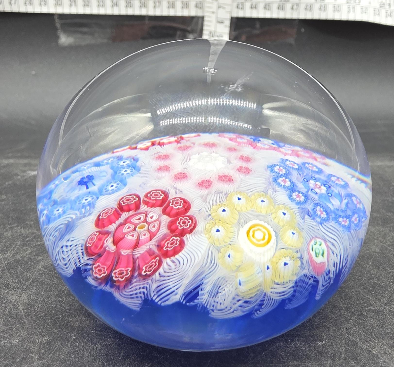 ヴィンテージ 1972 バカラ アートグラス ミルフィオリ ブルーガラス