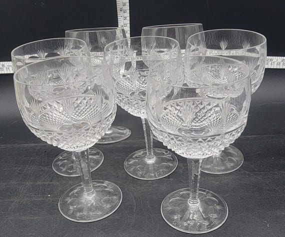 Vintage Anchor Hocking Wexford Cut Glass Crystal Wine Goblets - Set of  Seven - Etsy