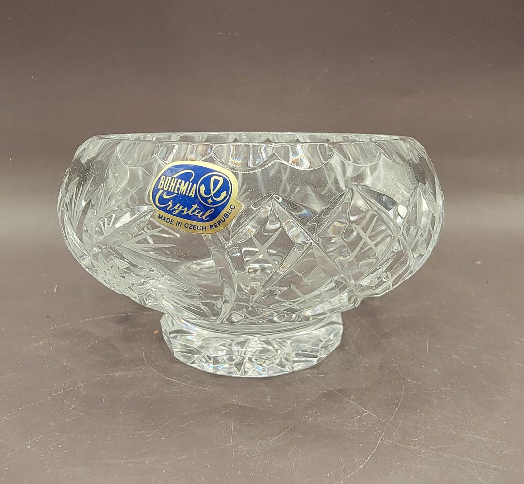 Vintage Bohemia Misa Crystal Cut Glass Bowl - Made in Czech