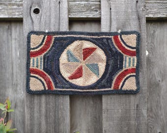 Pinwheel Red White and Blue Hand Hooked Rug