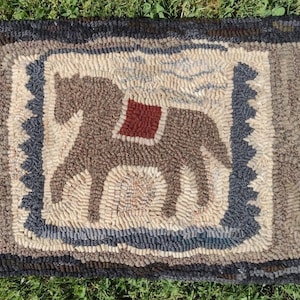 Early Style Primitive Hand Hooked Rug