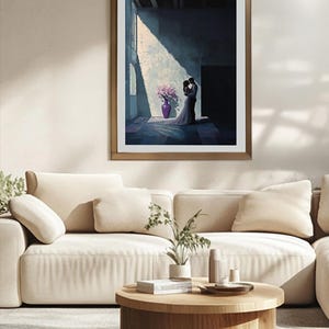 Canvas Wall Art, Romantic Couple Slow Dancing in the shadows, seeking intimacy, tenderness and solitude in their love, Romance Wall Decor,