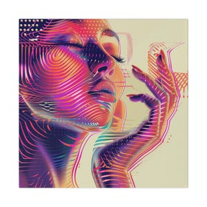 Blow a Kiss modern abstract art beautiful sensual elegant woman portrait brilliant colors seductive feminine canvas wall art home decor 6