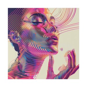 Blow a Kiss modern abstract art beautiful sensual elegant woman portrait brilliant colors seductive feminine canvas wall art home decor 7