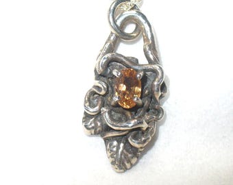 Spessartine Garnet Pendant Necklace: Sterling Silver, Natural Gem