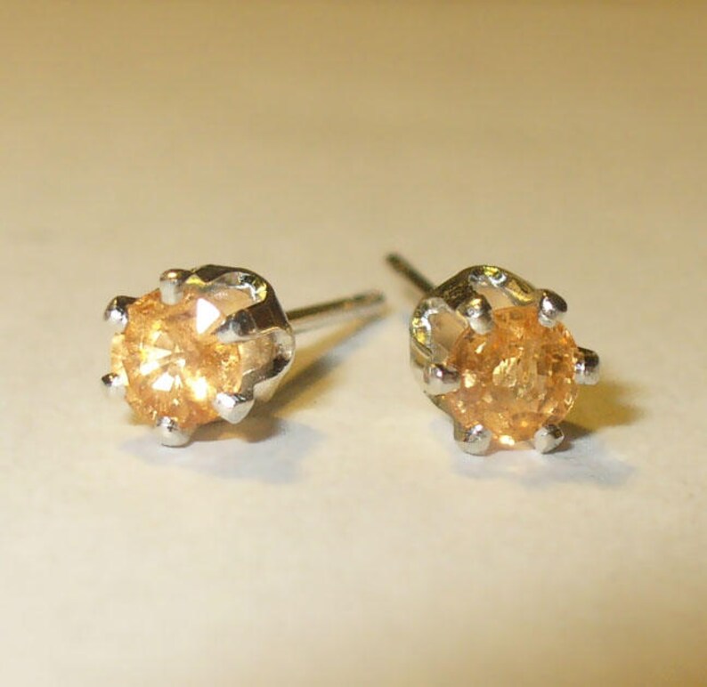 Orange Stud Earrings in Solid Sterling Silver Settings Etsy