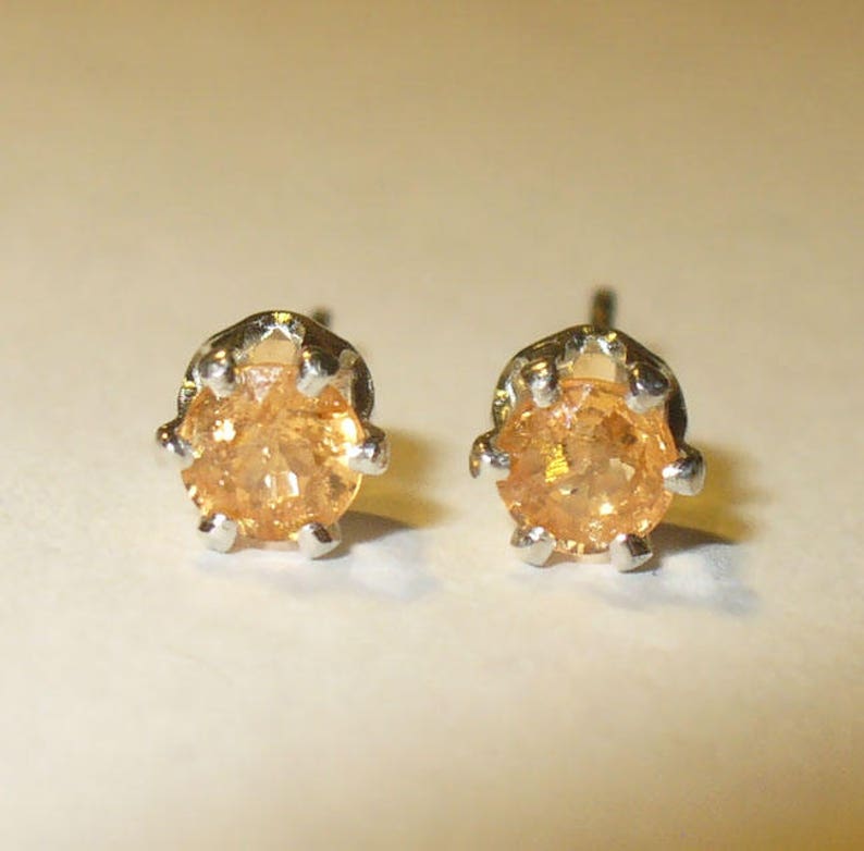 Orange Stud Earrings in Solid Sterling Silver Settings Etsy