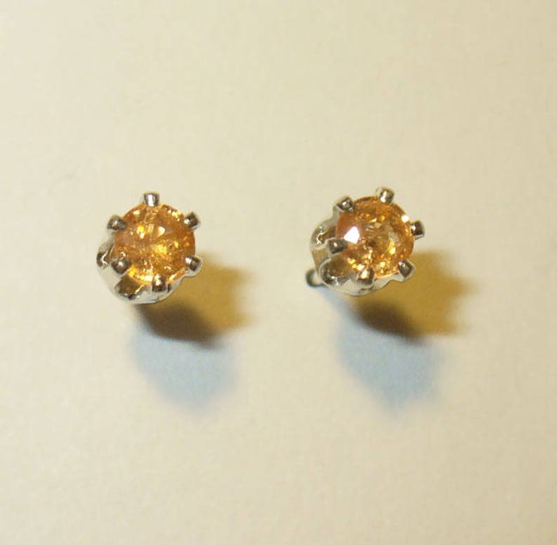 Orange Stud Earrings in Solid Sterling Silver Settings Etsy