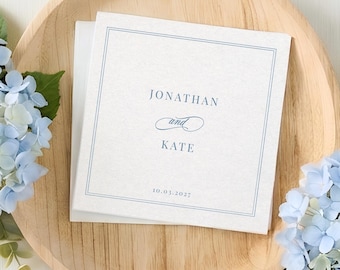 Cocktail Napkins Personalized Wedding, Elegant Script Names Bar Napkins, Reception Beverage Napkins