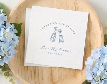 Personalized Napkins Engagement Party Napkins, Custom Cocktail Napkins, Couples Shower Napkins, Champagne Napkins for Engaged Party