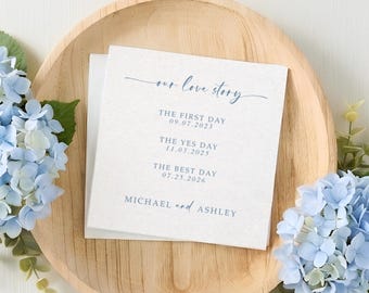 Our Love Story Wedding Cocktail Napkins Personalized, Timeline Milestone Dates Bar Napkins, Custom Beverage Napkins Reception