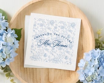 Something Blue Before I Do Custom Napkins, Personalized Cocktail Napkins Wedding Shower, Cheers to the Future Mrs Bridal Shower Napkins